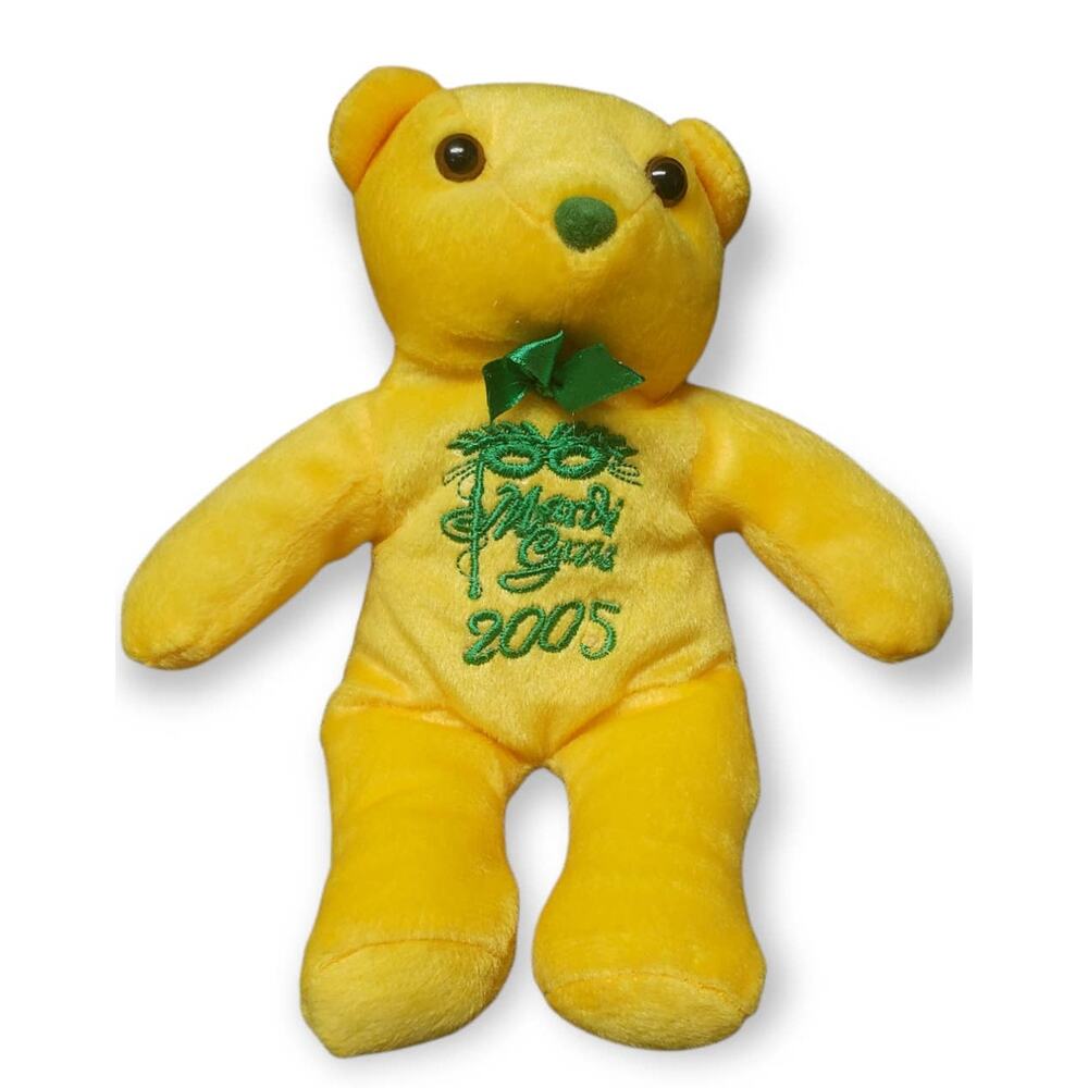 Mardi Gras 2005 Stuffed Yellow Plush Bear